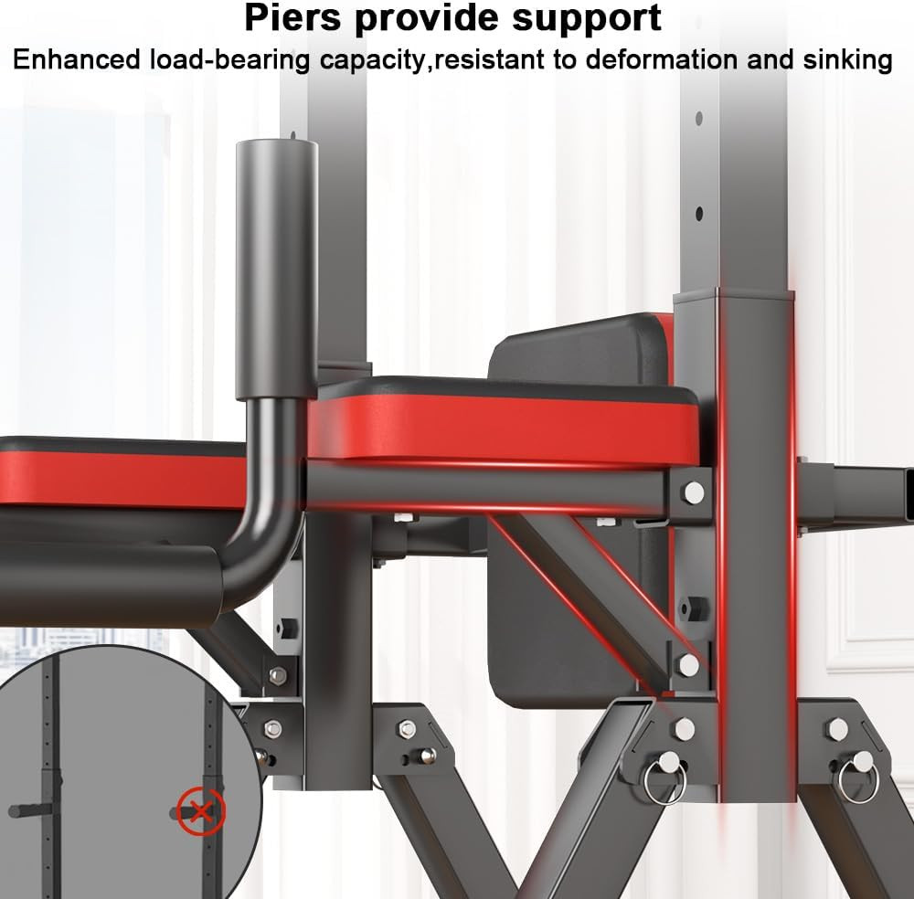 Foldable Power Tower, Adjustable Multifunction Pull up Bar Tower Station, Pullup