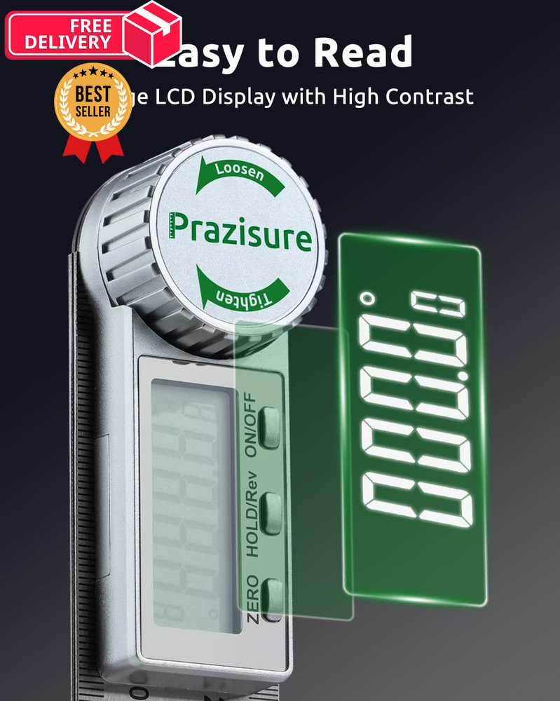 Prazisure Digital Angle Finder Protractor, 7inch Professional Angle...