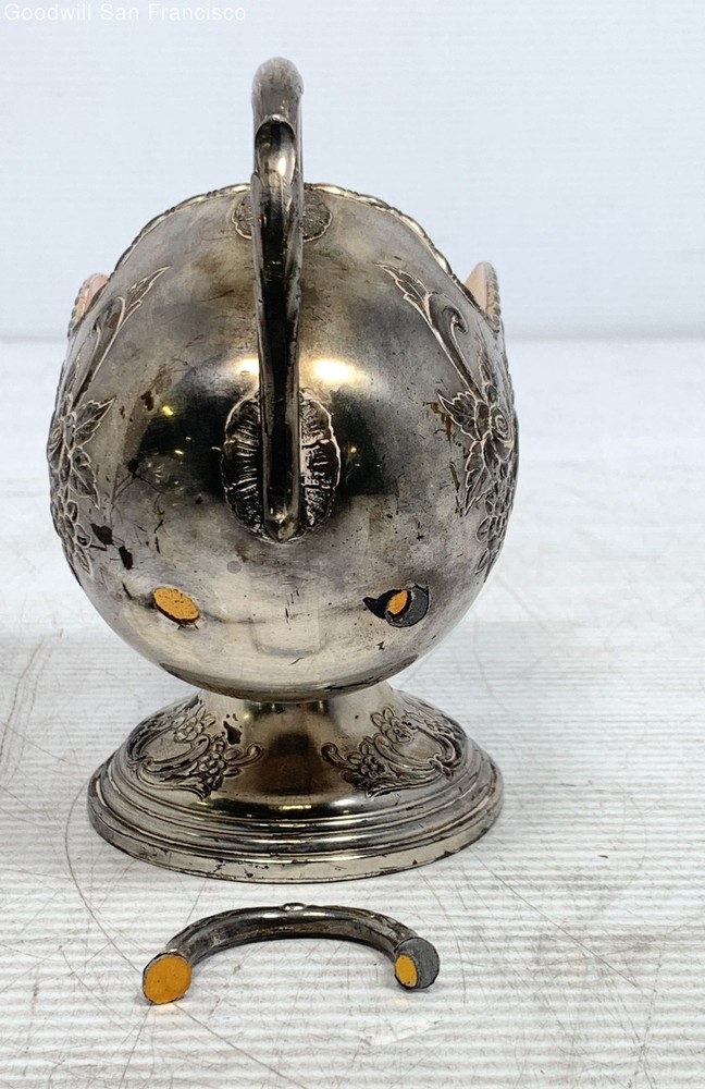 Vintage Raimond Silverplate Repousse Sugar Scuttle Broken Handle for Repair
