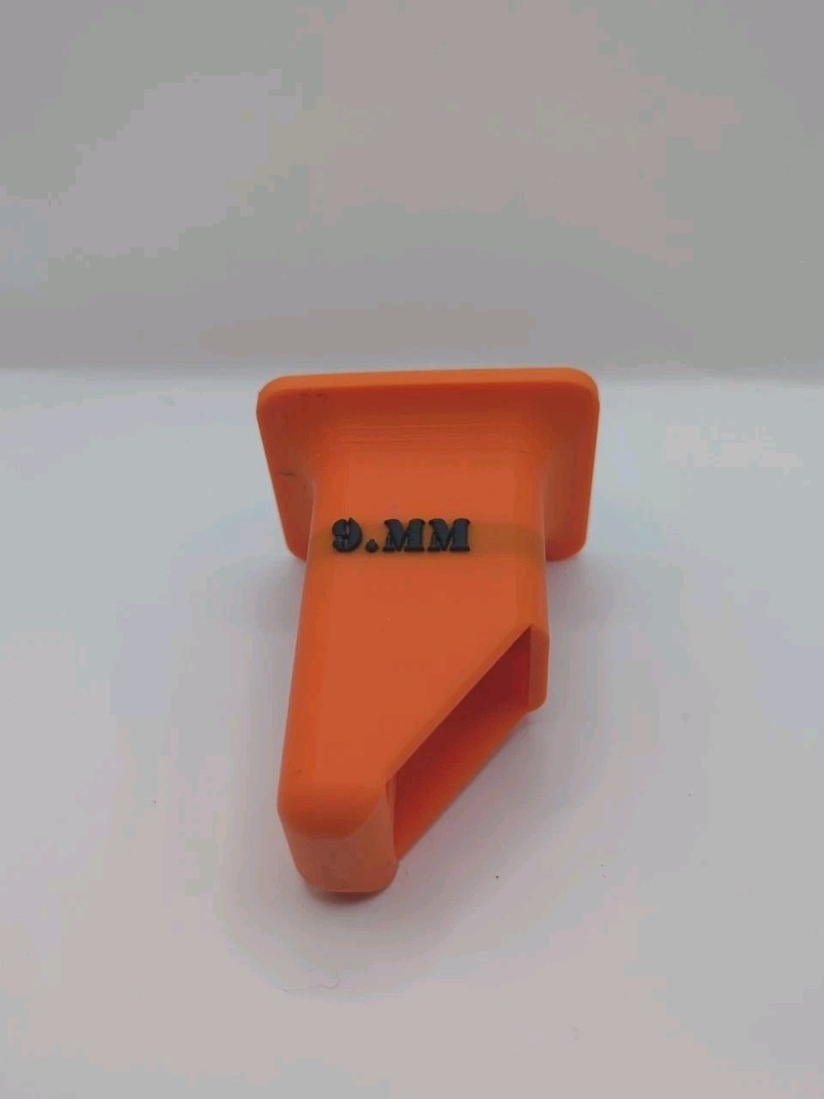 9mm Ruger Thumb Saver/Loader Hunter Orange With Black Text
