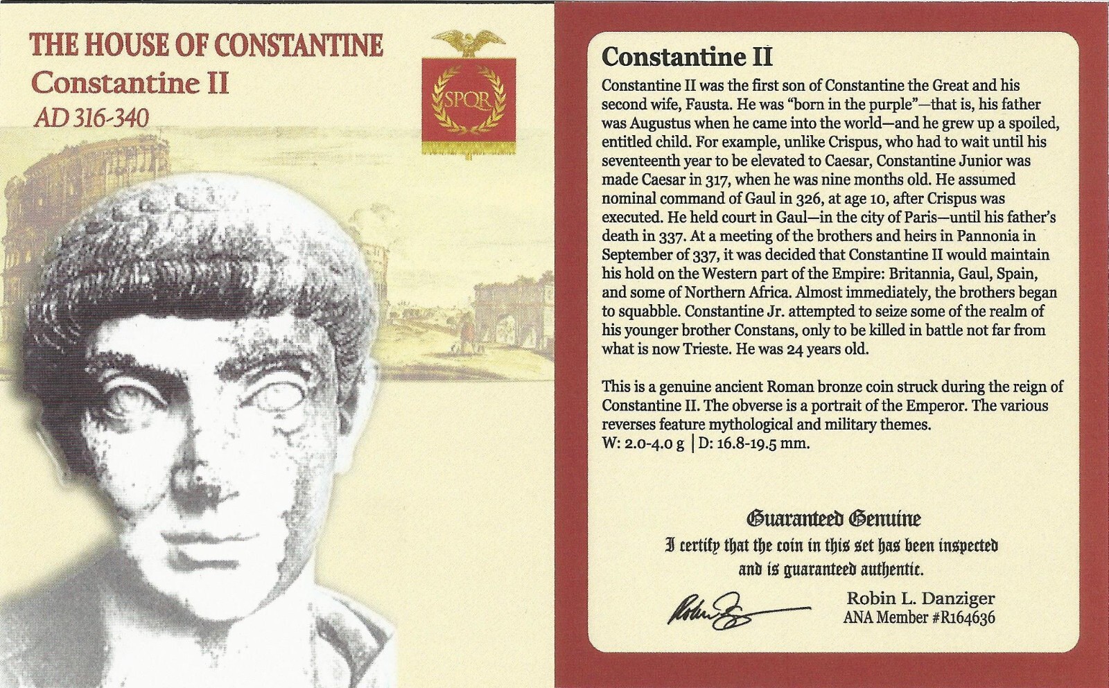 Roman AE of Constantine II (AD 316-340) NGC (VF)