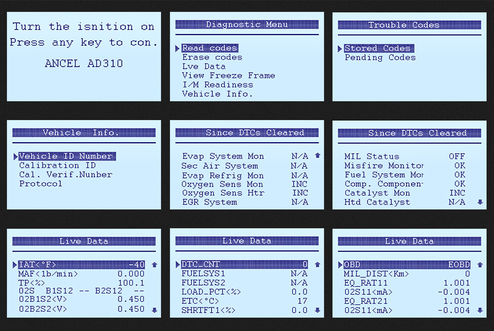 ANCEL AD310 Classic Enhanced Universal OBD II Scanner Engine Fault Code Reader