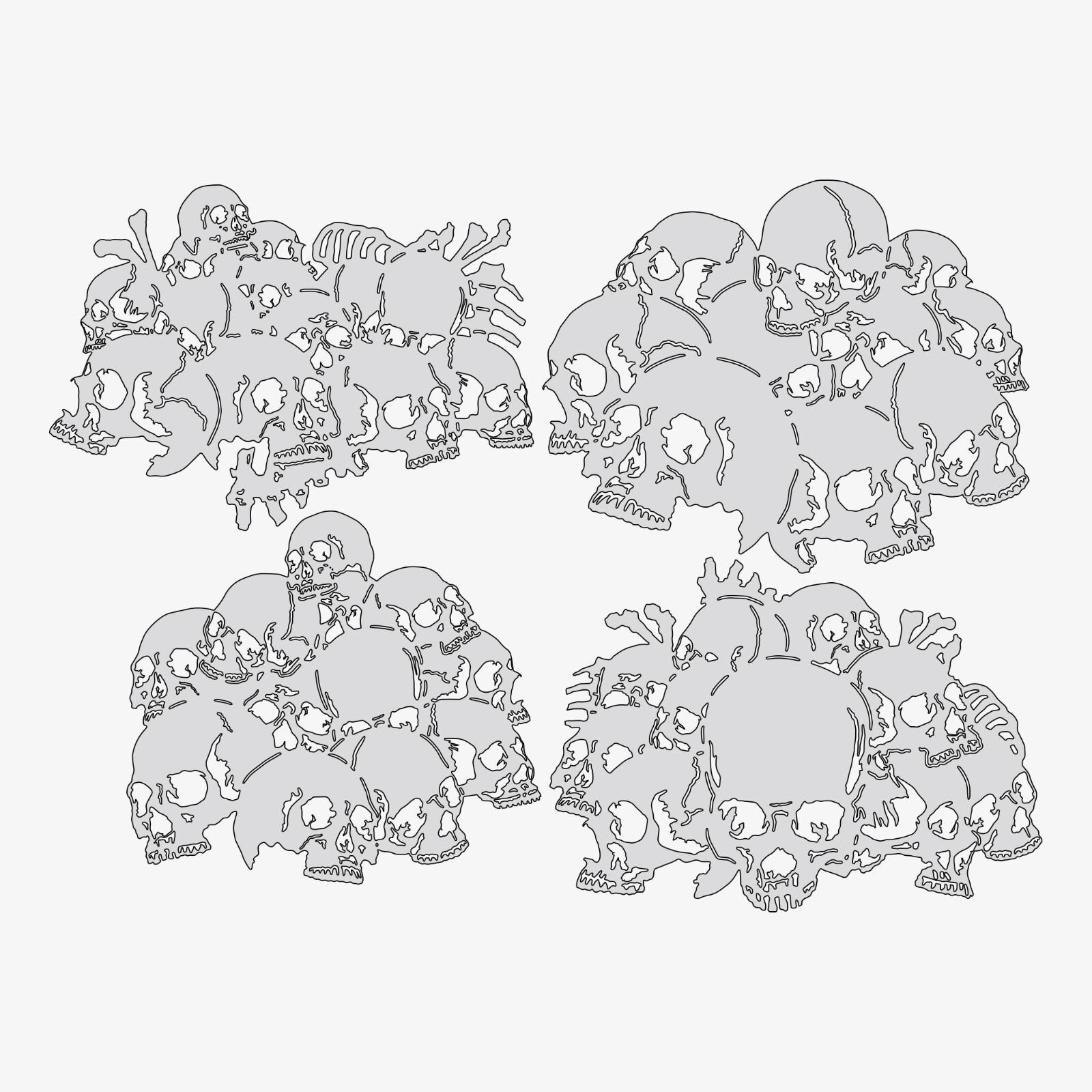 Skull Stack Mini Set #2 - Reusable Airbrush Stencil Template