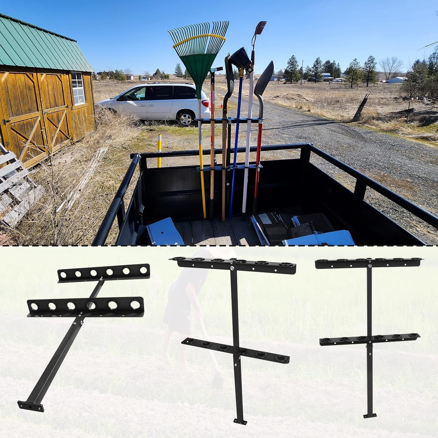 Soundforge Vertical Landscape Hand Tool Rack for Truck Trailers, Garage