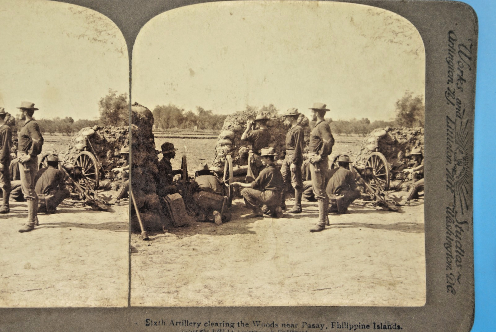SPANISH AMERICAN WAR 6th ARTILLERY UNIT STEREO VIEW PHOTOGRAPH - ORIG 1899 ANTIQ