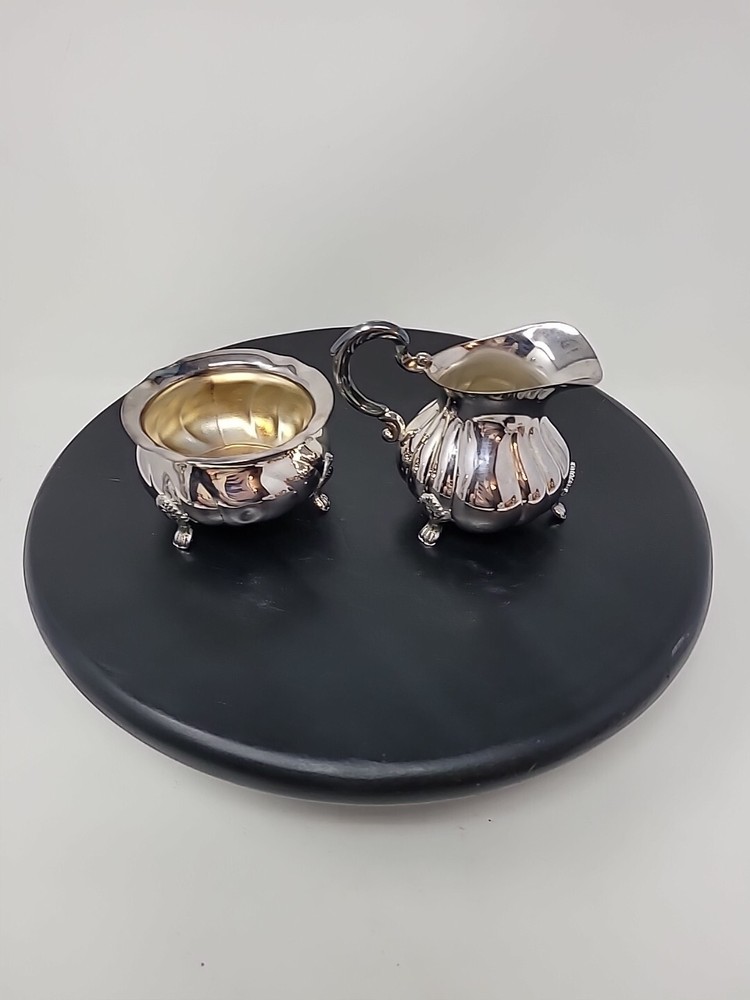 Sweden T.M. 60 GR Silverplate Silver Cream and Sugar Set - Sweden - 143.0 gr