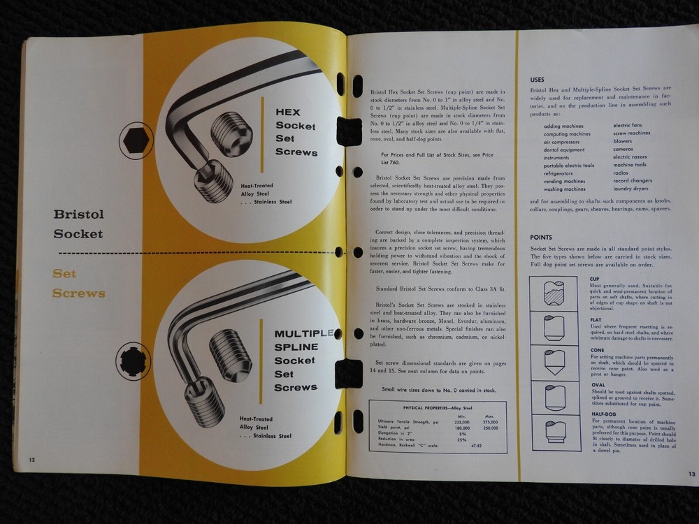 1965 Decatur Midwest Tool & Supply "Socket Cap Screw" Engineering Catalog IL