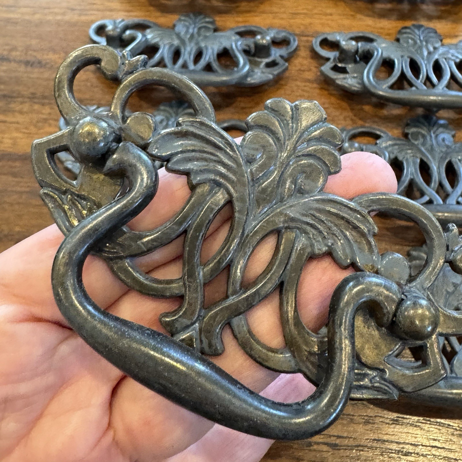 Vintage Brass Open Scroll Ornate Bail Drawer Pull Handle Lot 8 Victorian Style