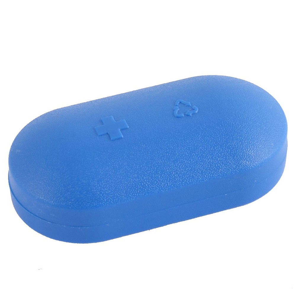 Plastic Capsule Shape 6 Slots Pill Tablet Storage Case Box Container Blue