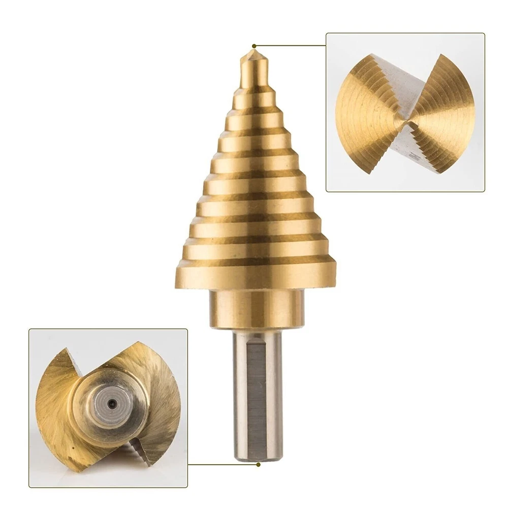 HSS 6PCS Titanium Step Drill Bit Set W Automatic Center Punch High Speed Steel