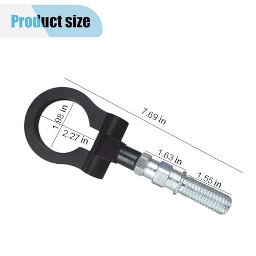 Car Front Bumper Tow Hook, Waterproof Screw-on Trailer Pull Ring, Car Black