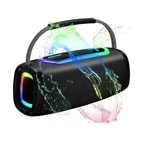 Bluetooth Speaker with Handle, BT5.4 Portable Wireless Speaker with Deep Black