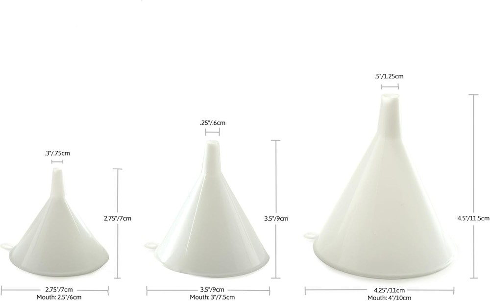 White Plastic Funnels Set of 3 - Versatile Kitchen Tool for All Sizes
