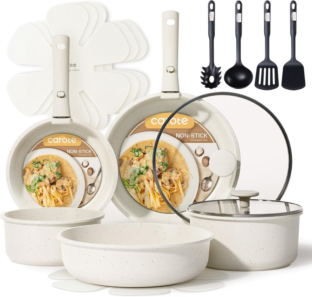 Versatile 17-Piece Pots and Pans Set: Induction Compatible & Space-Saving Design