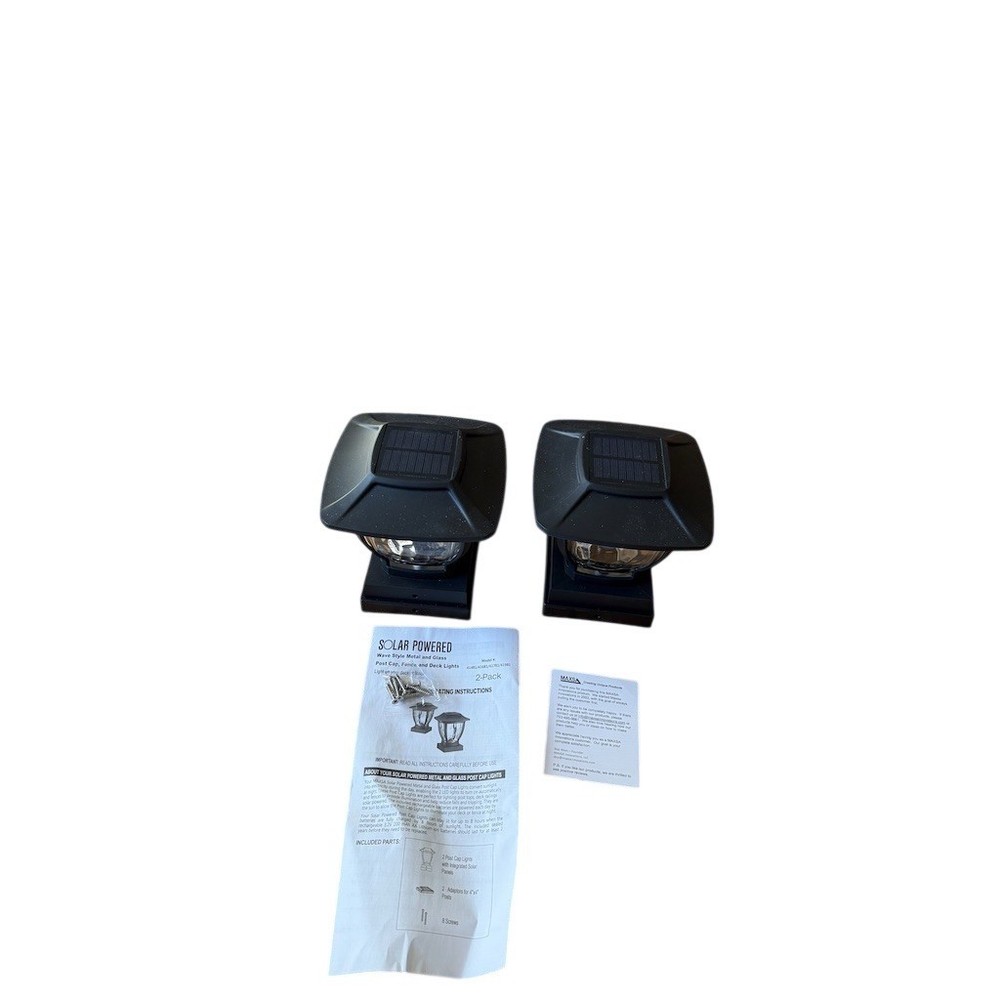 MAXSA Innovations Solar Powered Wave Post Cap Deck Fence Lights 2-Pack open box