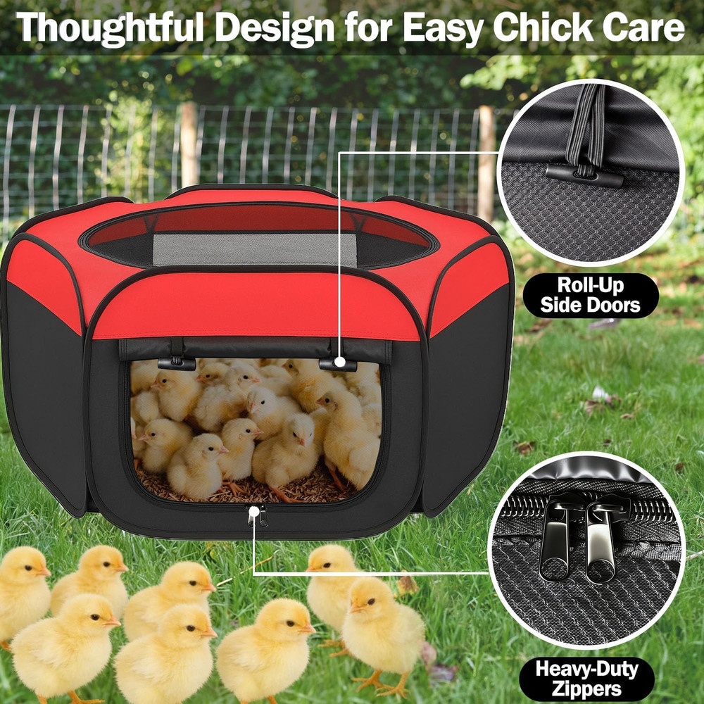 Chicken Brooder Box for Chicks, Pop up Chick Starter Kit Brooder Pen with Double