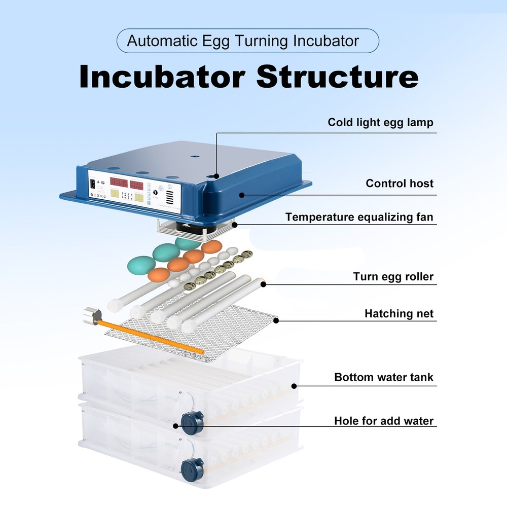 120 Eggs Incubator Temperature Control Automatic Digital Chicken Egg Hatcher