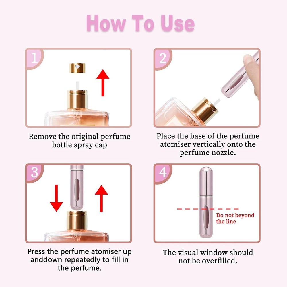 4Pcs Mini Refillable Perfume Atomizer Bottles 5ml Travel Size Spray