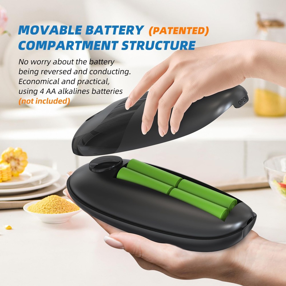 Automatic Electric Can Opener: Battery Operated One Touch Hands Free Smooth E...