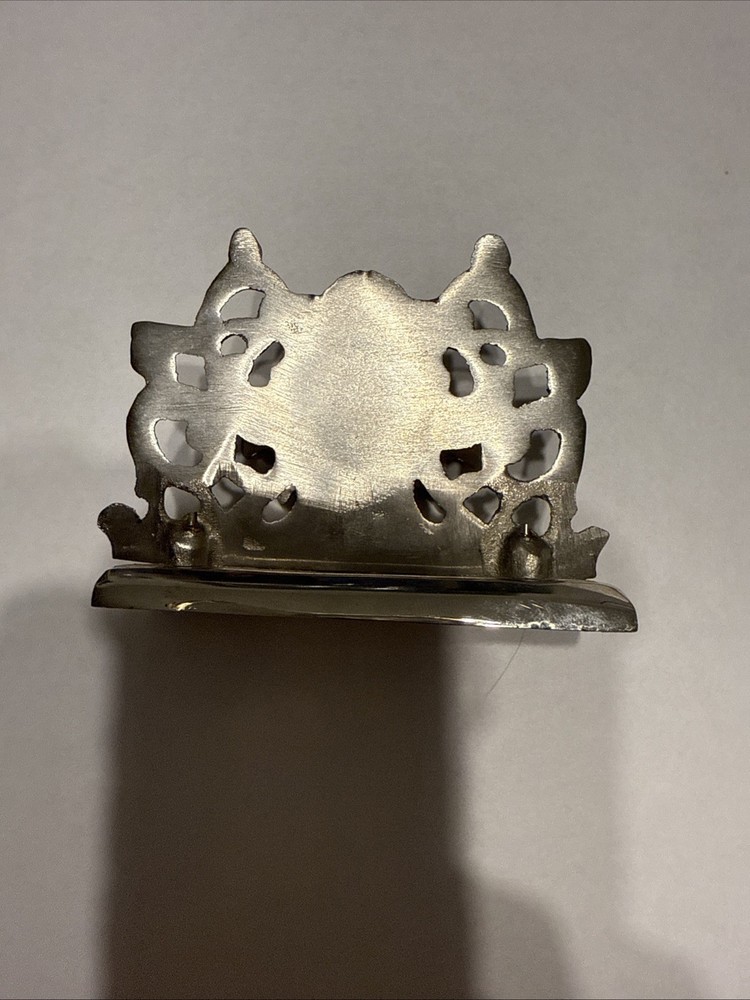 Vintage French Fleur De Lis Silver Plated Card Holder
