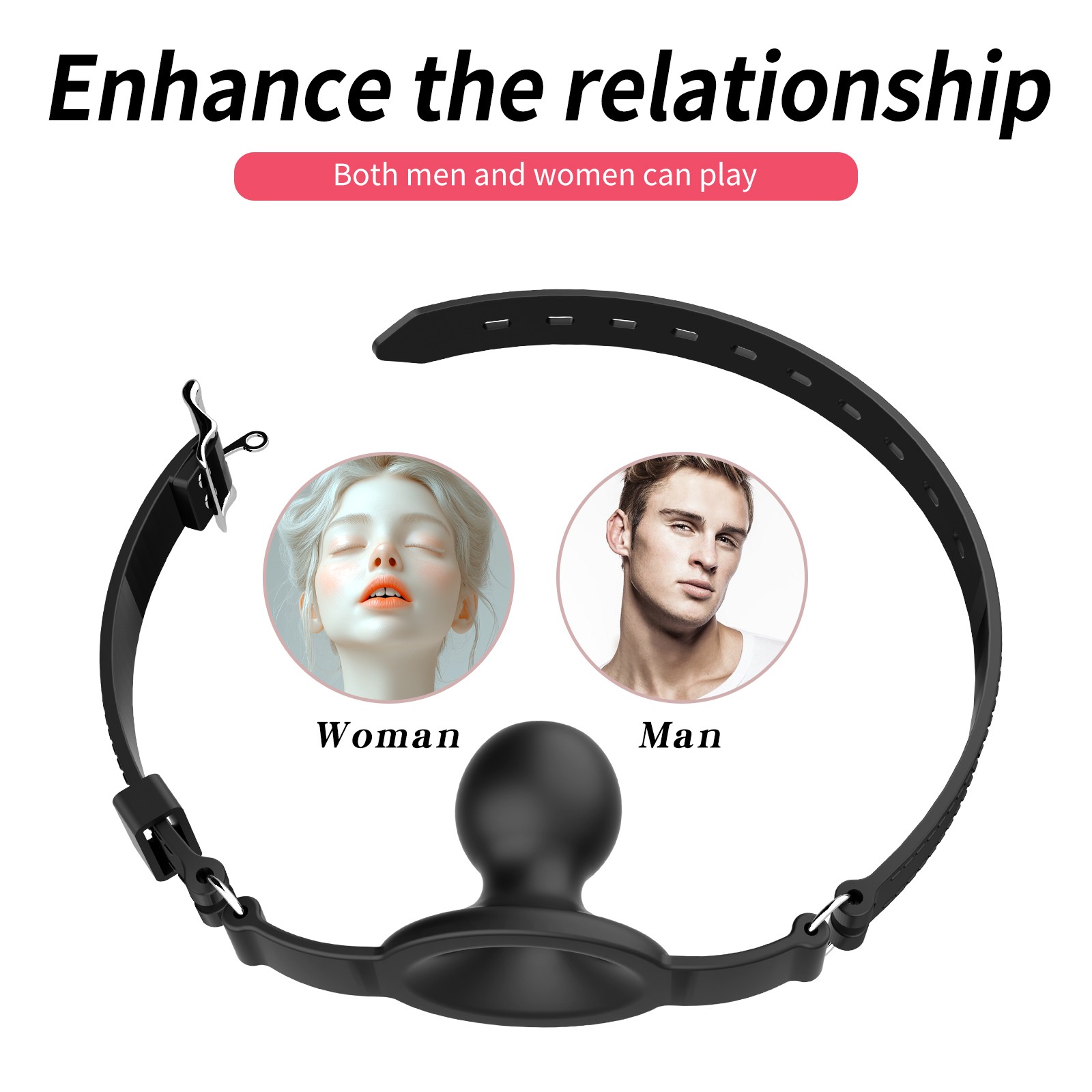 New Silicone Mouth Gag Breathable Ball BDSM Adjustable Belt Mouth for Couple