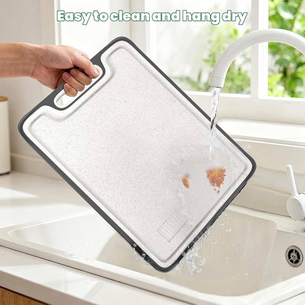 Titanium Cutting Boards for Kitchen – Dual-Sided Solid Titanium & Wheat Straw