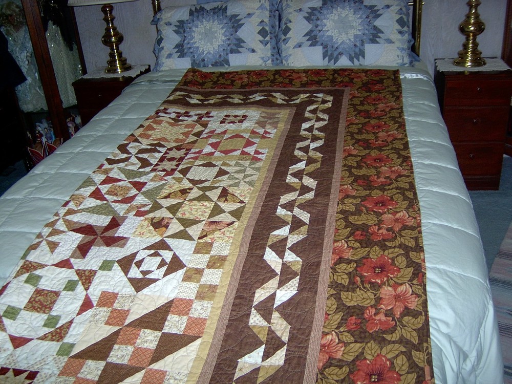 Queen Hand Made Fall Sampler Patchwork Quilt 87x102