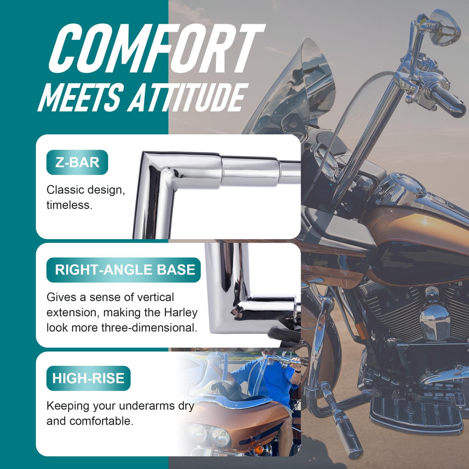 For Harley 14" Pre-wired Ape Hanger 1.25" Clamp for Road Glide with ABS 2024-up