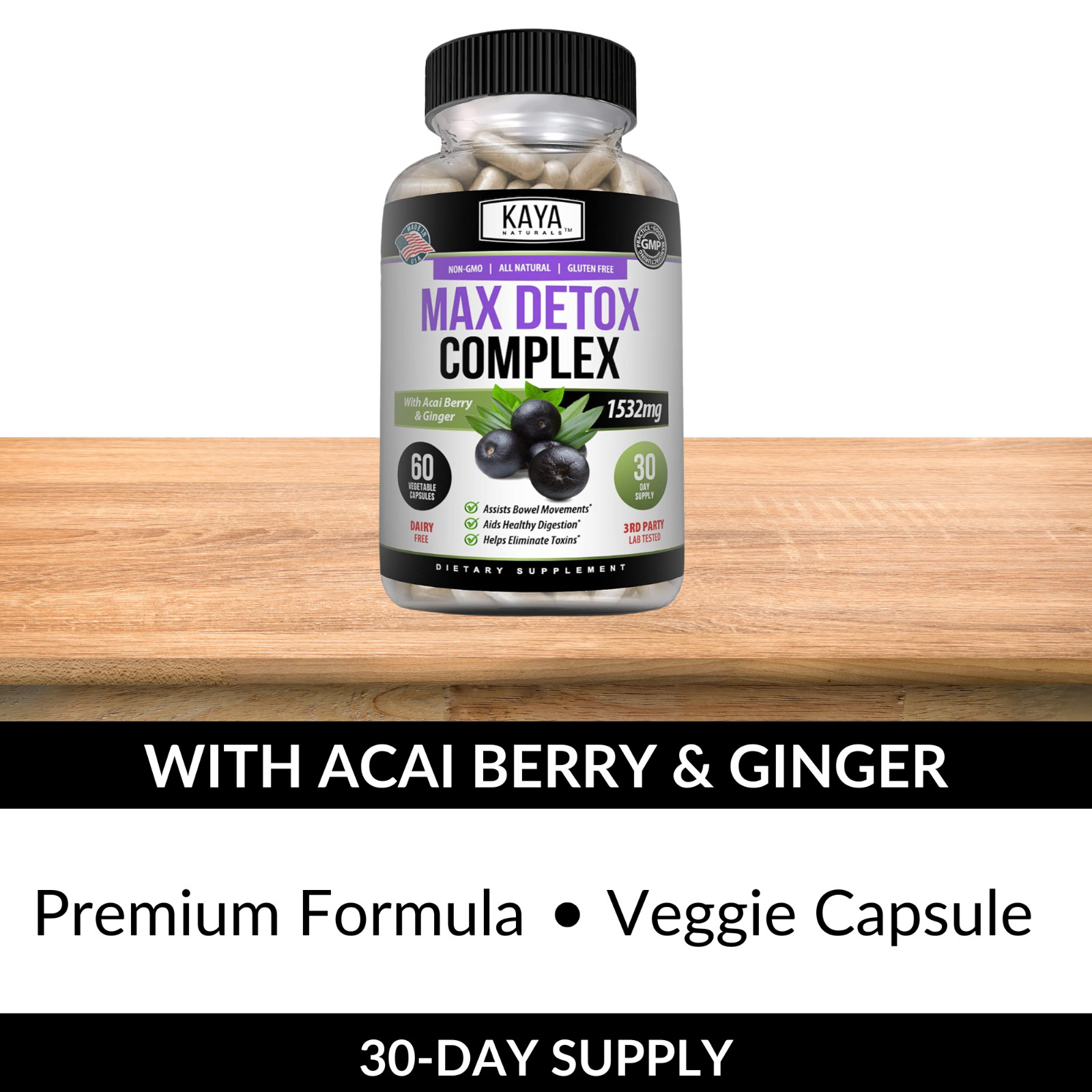 Max Detox 60ct Colon Liver Gut Cleanse Toxins Energy Boost Weight Loss Capsules