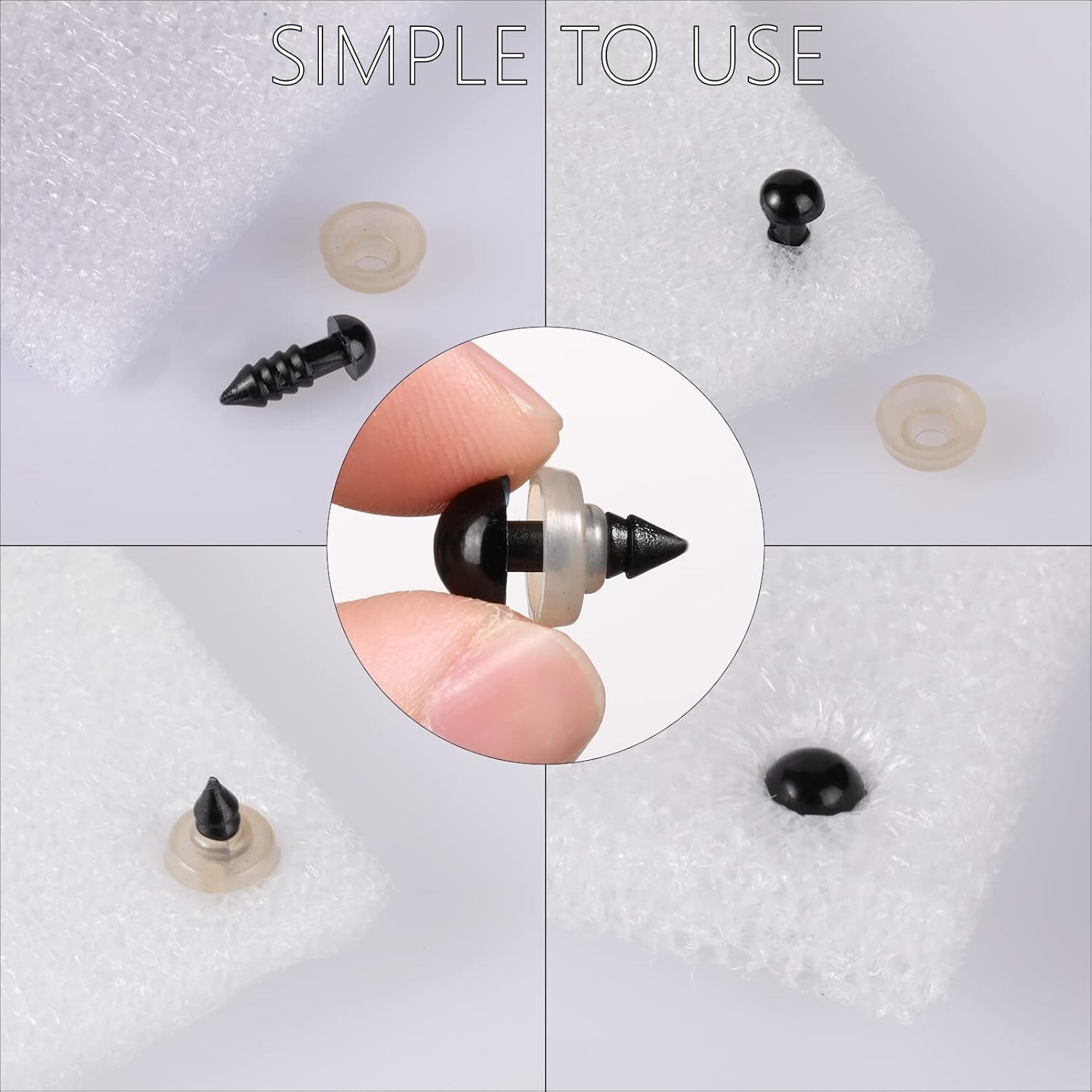 120 or 700 Pcs Black Plastic Crochet Safety Eyes with Washers for 6-14mm Stuffed