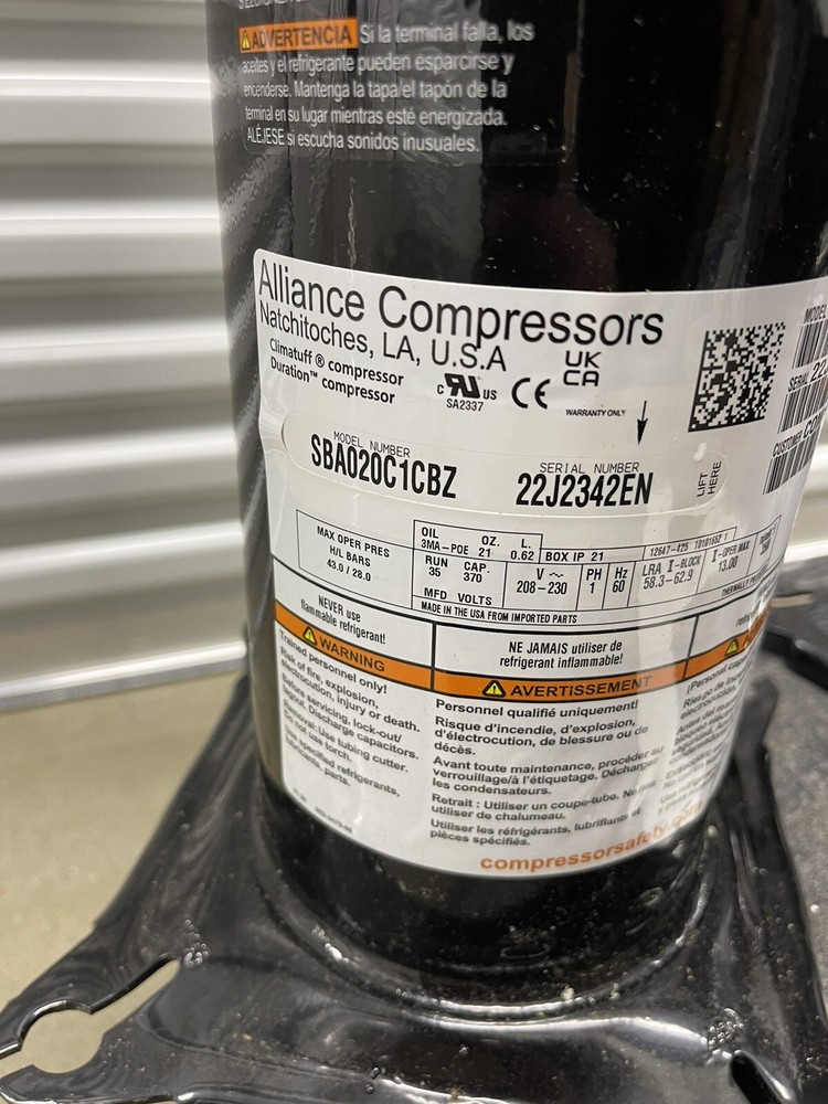 Alliance Scroll compressor (SBA020C1CBZ)