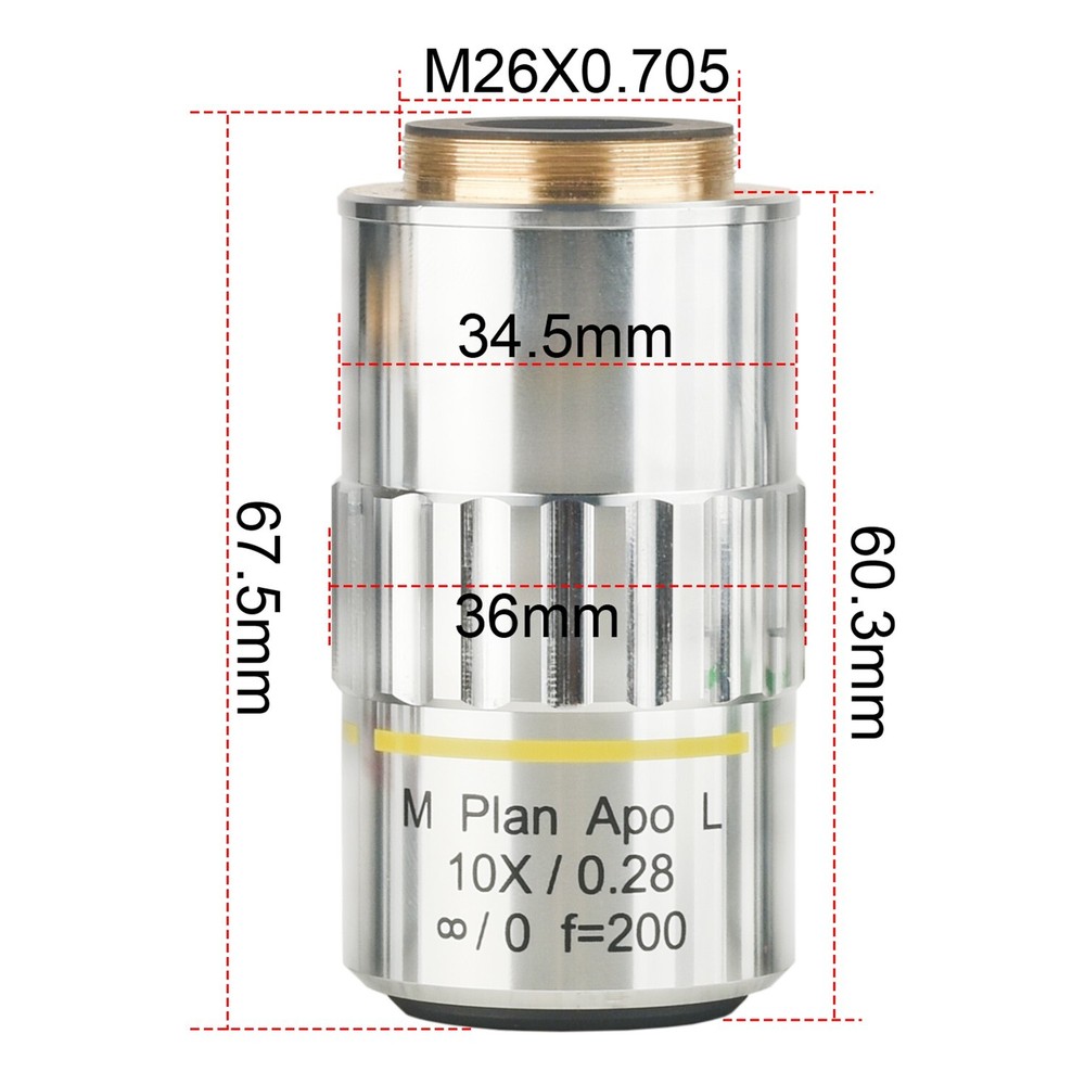 10X Infinite far Long Working Distance Metallographic Microscope objective