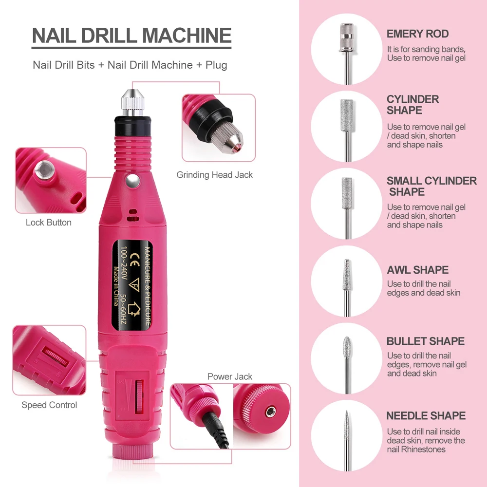 Professional Electric Nail Drill Machine Manicure Tool Pedicure Machine Set Kit