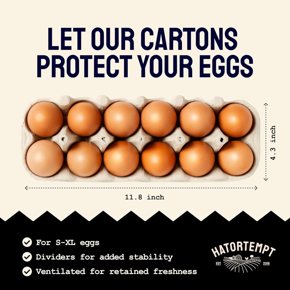 Hatortempt Bulk Egg Cartons - 24-Pack, Reusable 12-Count Basket - 24-Pack