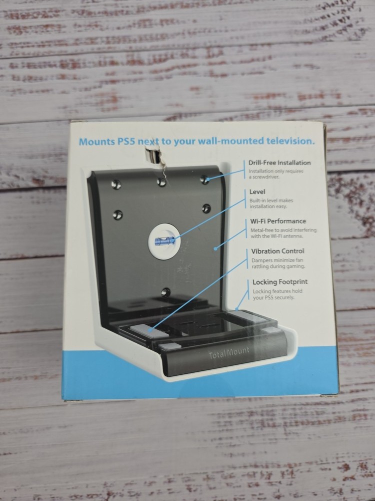 TotalMount Wall Mount Premium for PS5 - Mount + 3 Controller /headset Holders