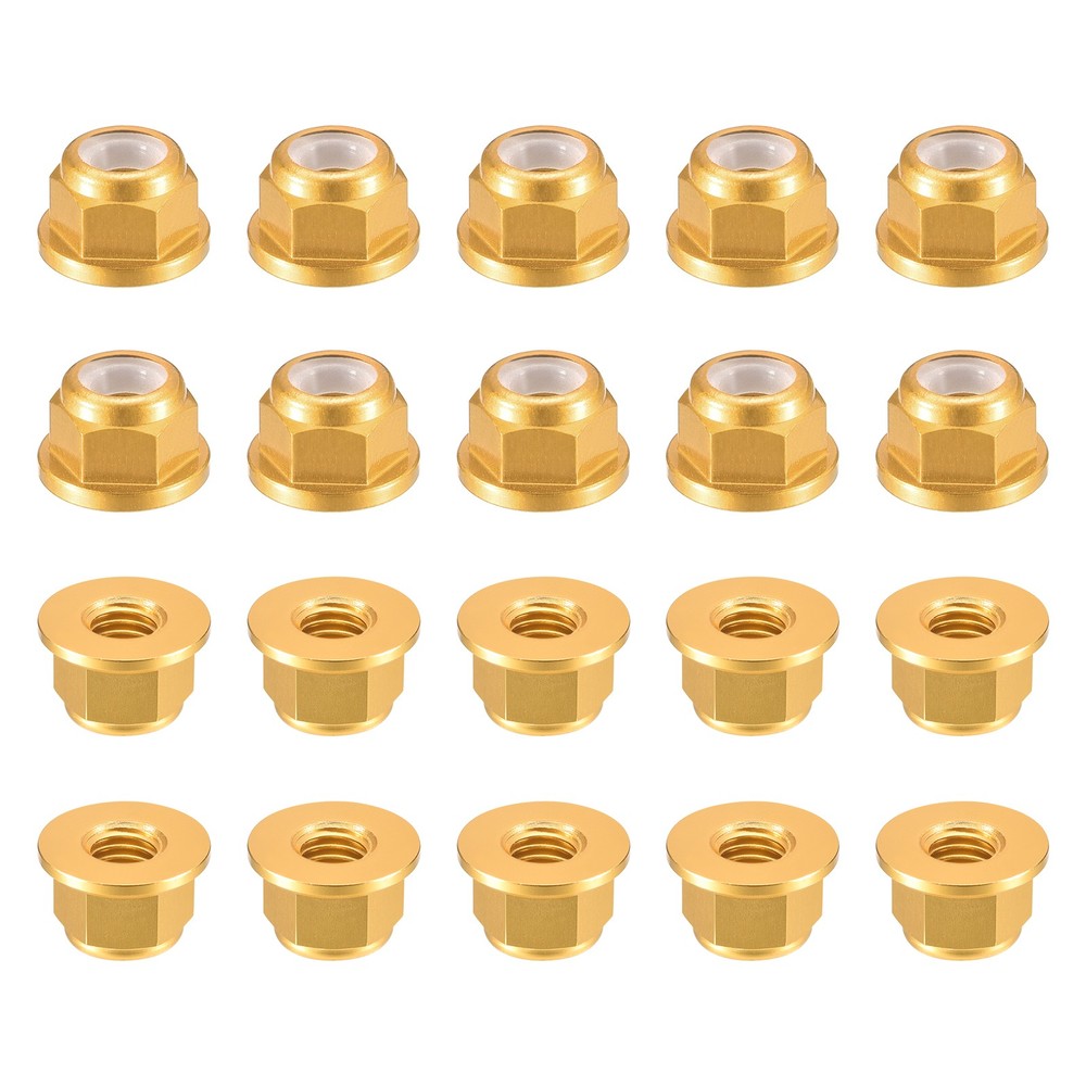 Nylon Insert Hex Lock Nuts, 20pcs - M2.5x0.45mm Self-Locking Nut(Gold)