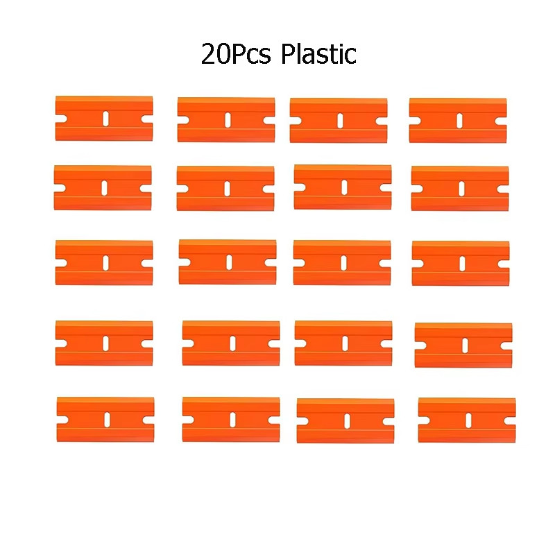 20Pcs Razor Scraper Blades Plastic Scraper Replacement for Car Sticker Remover D