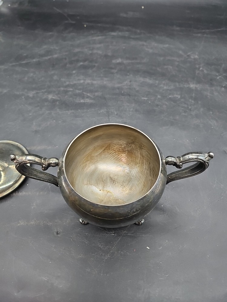 Silverplate Footed Sugar Bowl Vtg Unmarked