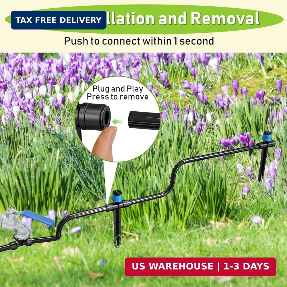 118FT Drip Irrigation System, Garden Watering System, Quick-Connect Drip Irrigat