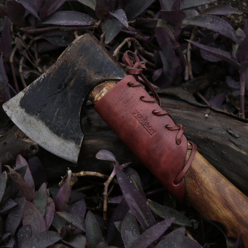 TOURBON Leather Ax Handle Guard Collar Sheath Haft Axe Cover Hatchet Protector