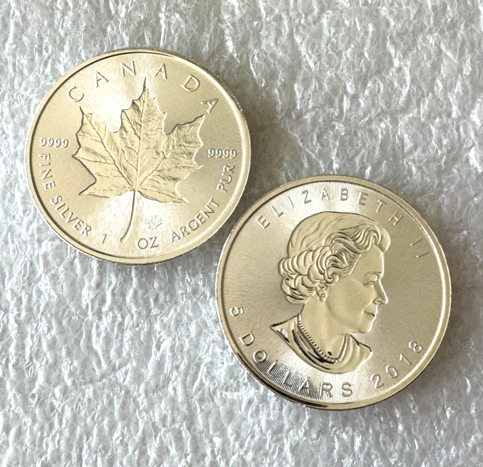 2018 Silver $5 Silver Canadian Maple Leaf 1 oz Incuse Design coin