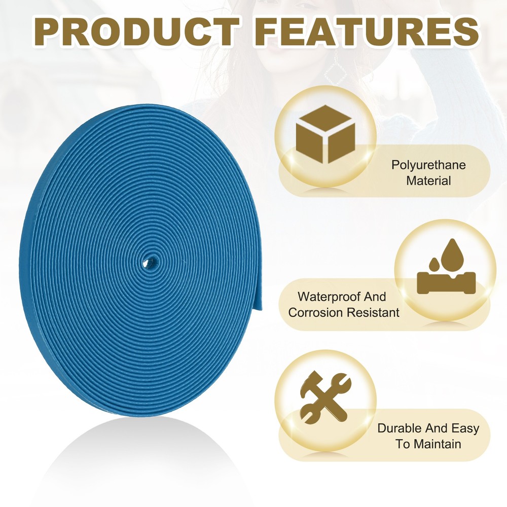 5mm Wide Flat Leather Cord String Leather Trimming Tape, Blue