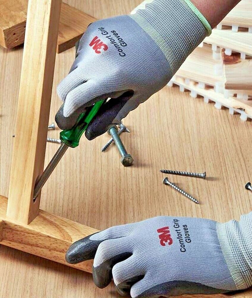 3M Micro Foam Nitrile Grip Coated Nylon Shell Protective Work Gloves 10Pack Grey