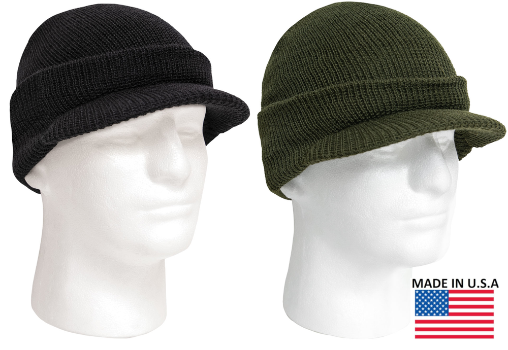 100% Wool Radar Watch Cap with Brim - US Made