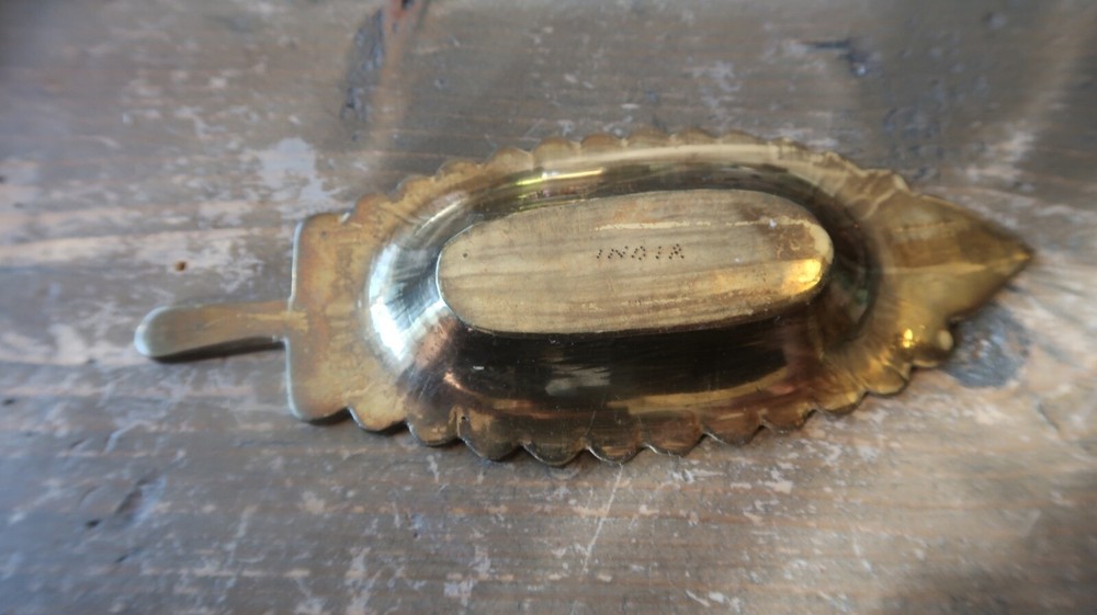 Vintage Brass Leaf Ashtray 6"