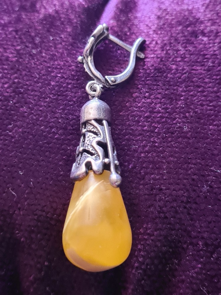 Amber Drop Earring And Pendant Set