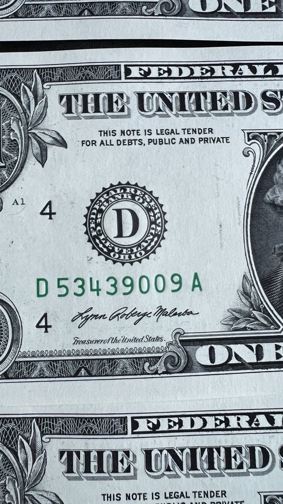 Rare Uncirculated Sequential $1 Bills w/ Multiple Printing Errors - 1 each