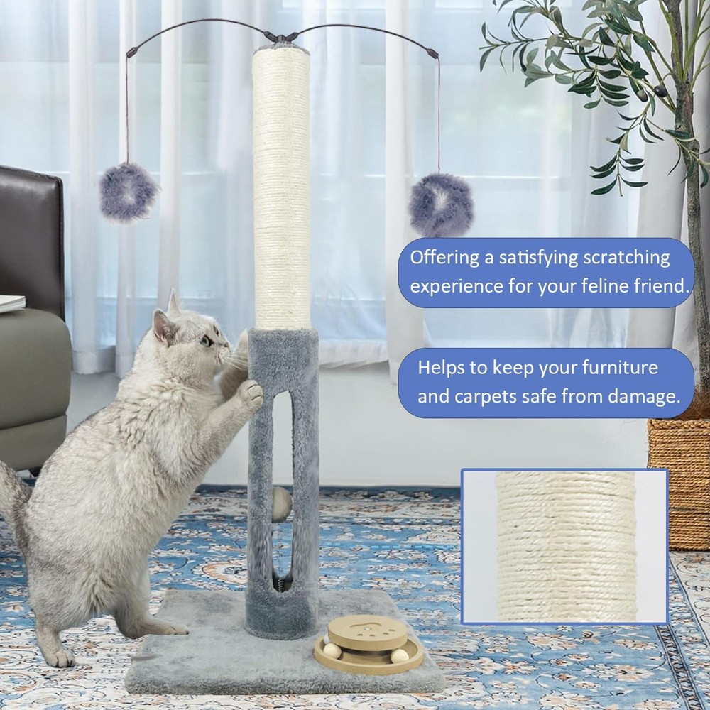 31 Inch Cat Scratching Post Interactive Scratcher with Tracking Ball