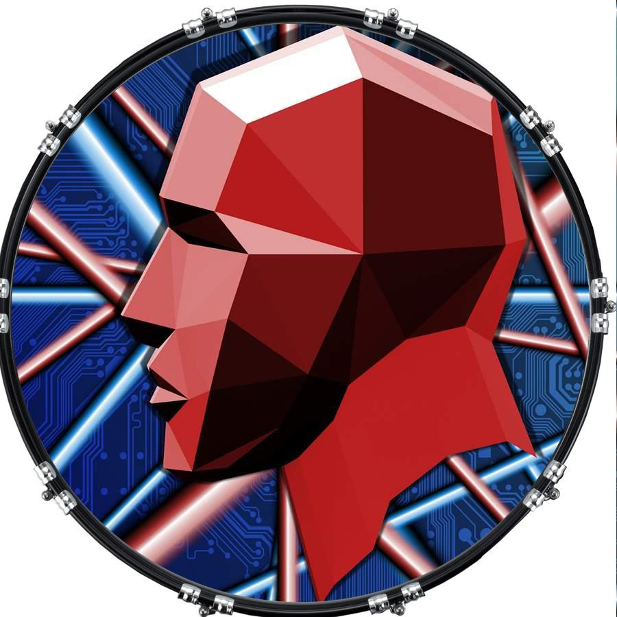 20" Custom Bass Kick Drum Front Head Graphical Graphic Robot Head