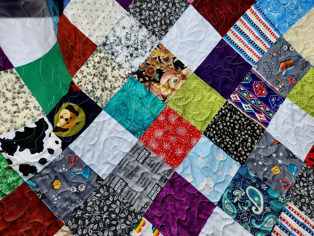 Homemade Quilt 53" x 61" SCRAPPY! 9 Patch Pattern